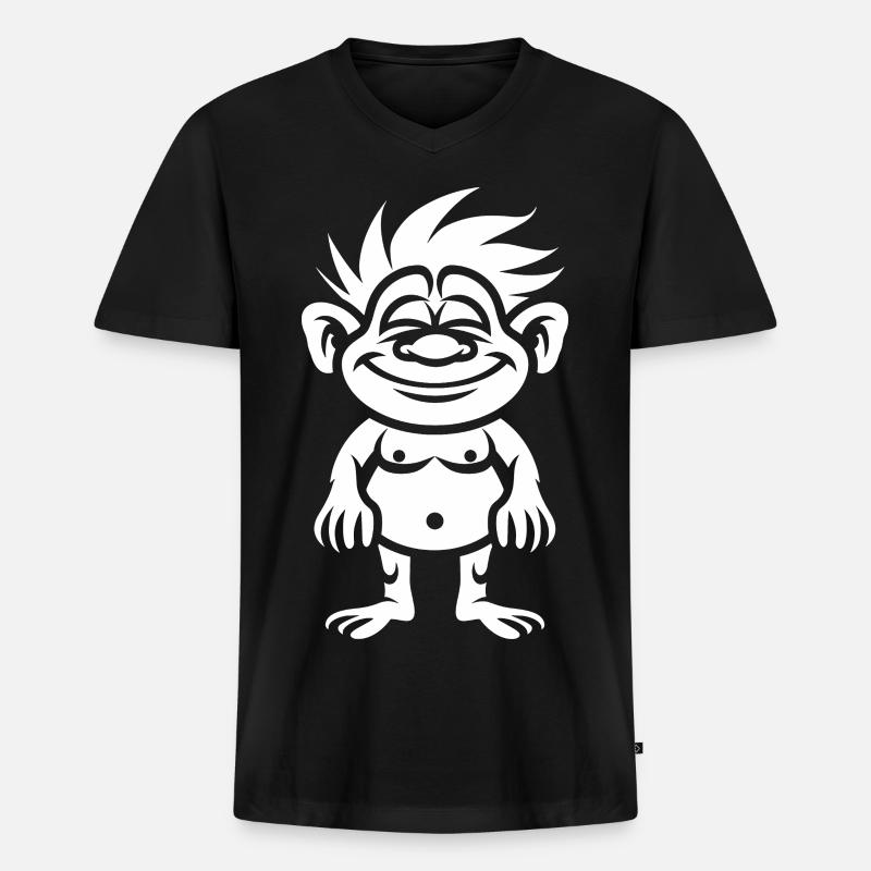 Troll - Männer Premium Bio T-Shirt mit V-Ausschnitt - Schwarz