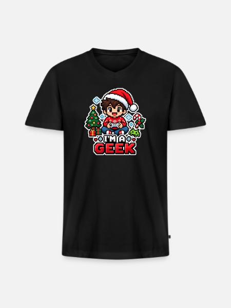 ICH BIN EIN GEEK - Gamer Noël - Männer Premium Bio T-Shirt mit V-Ausschnitt - Schwarz