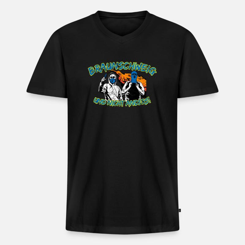 Braunschweig und nicht anders UPDATE - Männer Premium Bio T-Shirt mit V-Ausschnitt - Schwarz