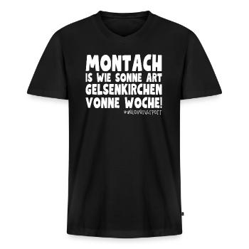 Montach is wie Gelsenkirchen – Ruhrpott Design - Männer Premium Bio T-Shirt mit V-Ausschnitt - Schwarz - Vorne - Nico (187cm)