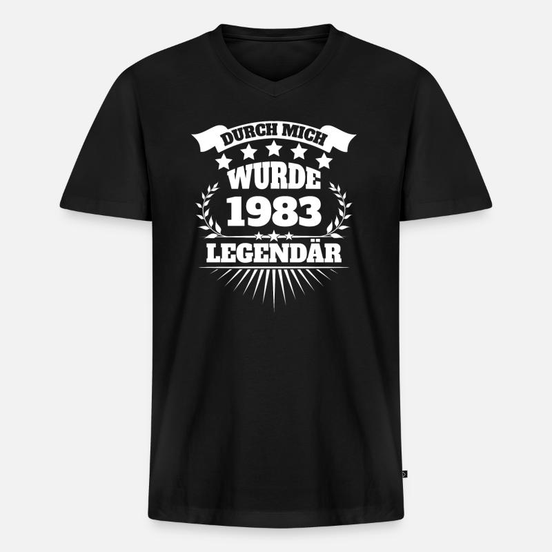 1983 - Männer Premium Bio T-Shirt mit V-Ausschnitt - Schwarz