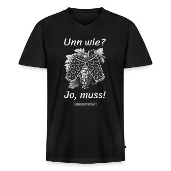 Schorle Riesling Pfalz Mundart Woi Dubbeglas Motiv - Männer Premium Bio T-Shirt mit V-Ausschnitt - Schwarz - Vorne - Nico (187cm)