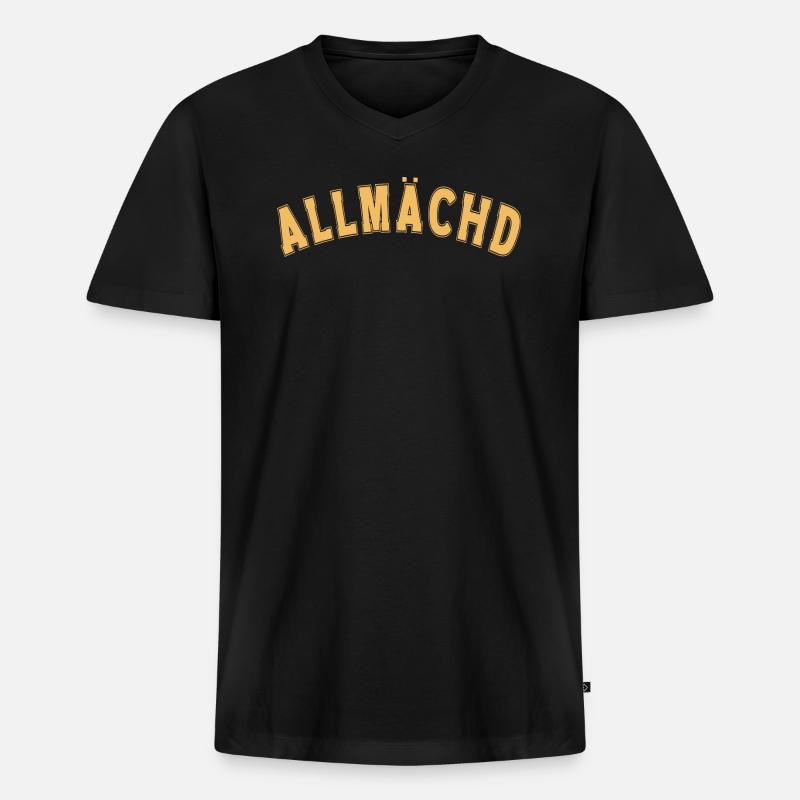 Allmächd - Männer Premium Bio T-Shirt mit V-Ausschnitt - Schwarz