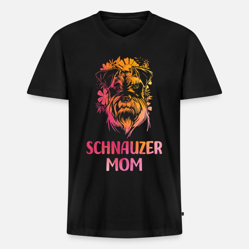 Schnauzer - Männer Premium Bio T-Shirt mit V-Ausschnitt - Schwarz