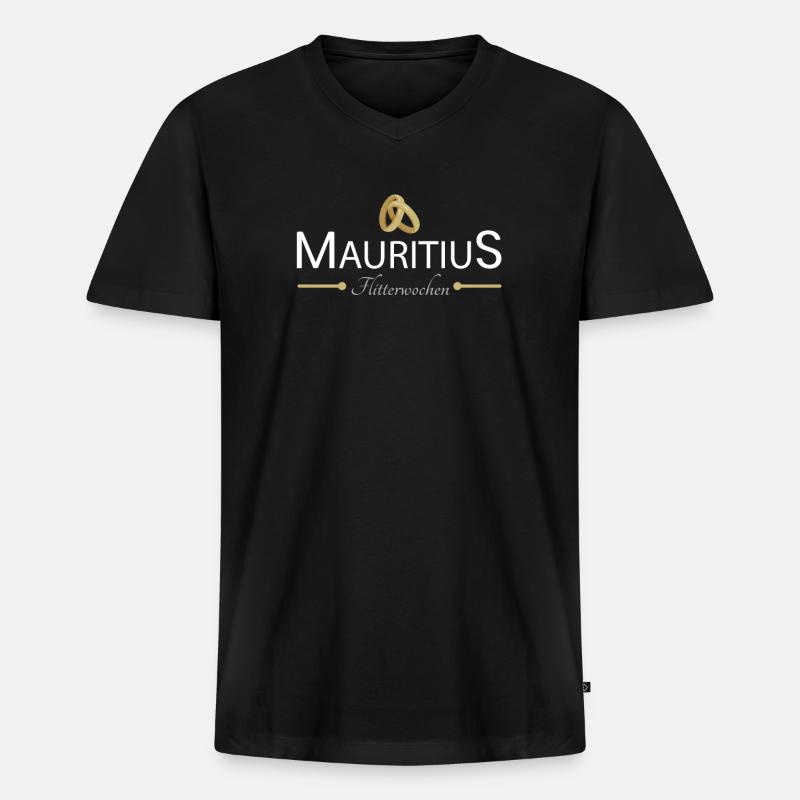 Flitterwochen Mauritius - Männer Premium Bio T-Shirt mit V-Ausschnitt - Schwarz