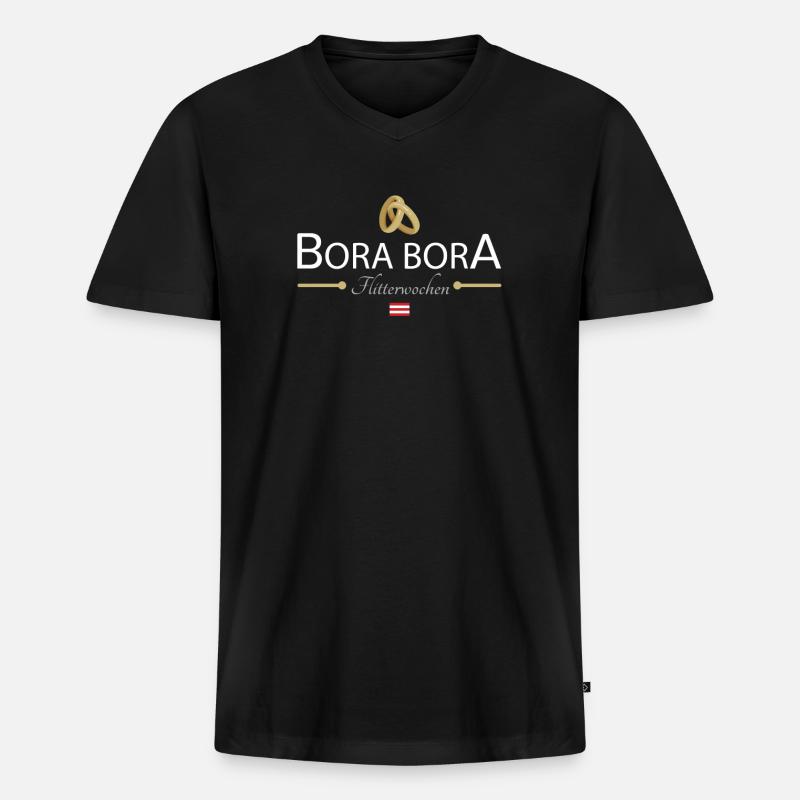 Flitterwochen Bora Bora - Männer Premium Bio T-Shirt mit V-Ausschnitt - Schwarz