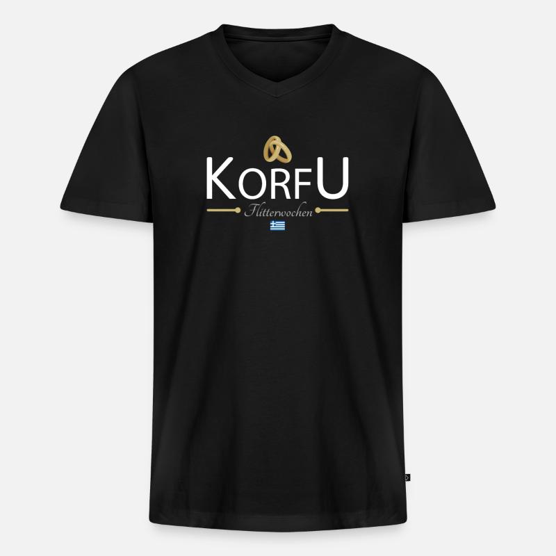 Flitterwochen Korfu - Männer Premium Bio T-Shirt mit V-Ausschnitt - Schwarz