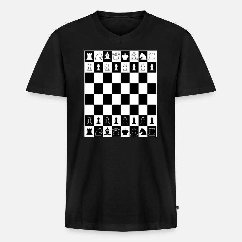 Schach Schachbrett Schachmatt - Männer Premium Bio T-Shirt mit V-Ausschnitt - Schwarz