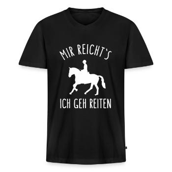 MIR REICHTS ICH GEH REITEN Pferde Reiter Motto - Männer Premium Bio T-Shirt mit V-Ausschnitt - Schwarz - Vorne - Nico (187cm)