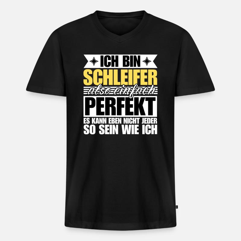 Perfekter Schleifer - Männer Premium Bio T-Shirt mit V-Ausschnitt - Schwarz