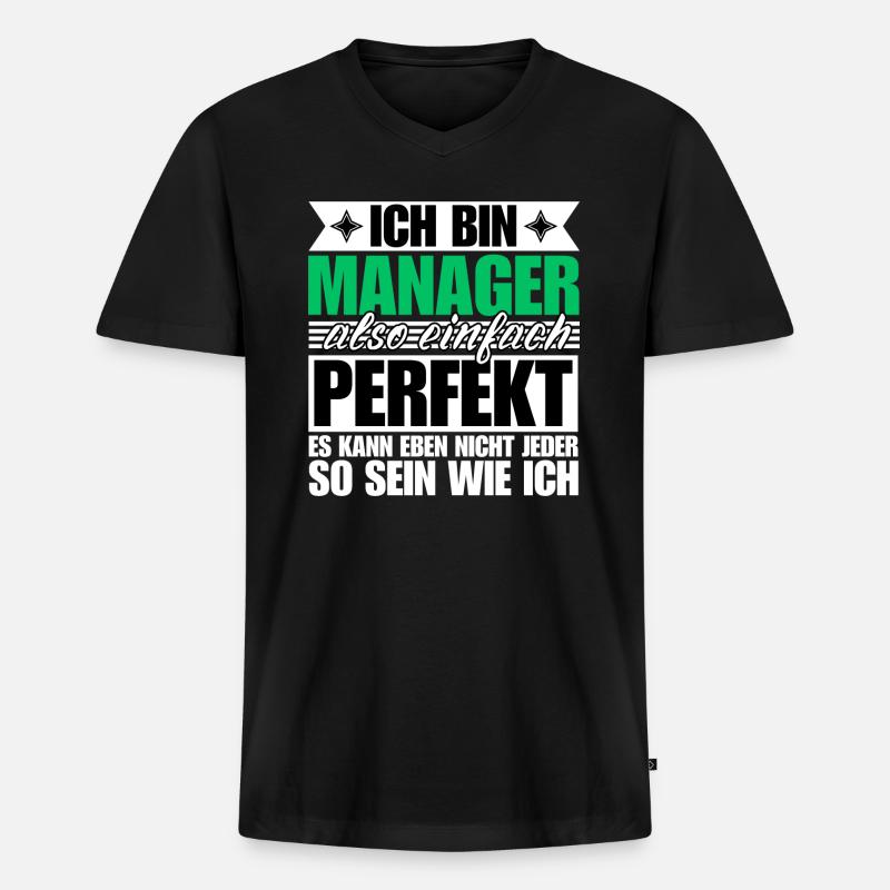 Perfekter Manager - Männer Premium Bio T-Shirt mit V-Ausschnitt - Schwarz