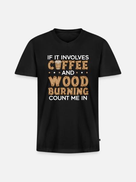 Wood-burning pyrography master carpenter - Men's Premium Organic T-shirt with V-neck - black