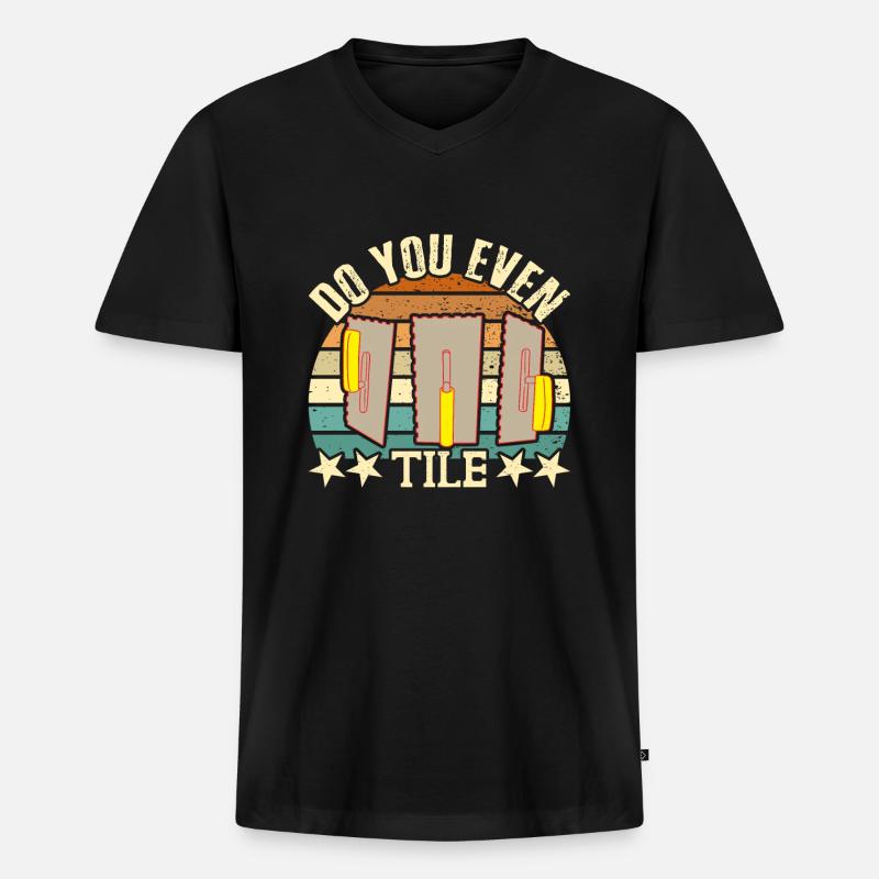 Beruf Bester Fliesenleger Geschenk-Idee - Männer Premium Bio T-Shirt mit V-Ausschnitt - Schwarz