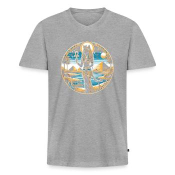 Bastet Cat Déesse Égypte Mythologie égyptienne - T-shirt encolure en V Premium bio Homme - gris chiné - Devant