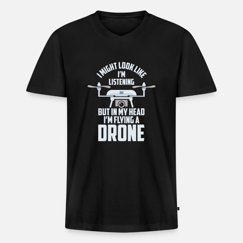 Drohnen Pilot - Männer Premium Bio T-Shirt mit V-Ausschnitt - Schwarz