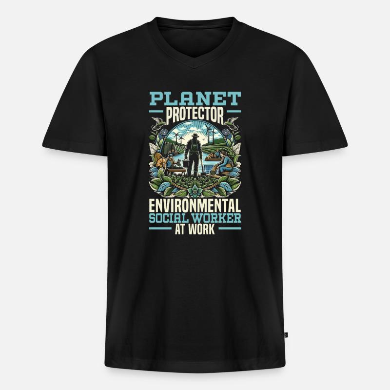 Sozialarbeiter Beruf Beruf Sozial - Männer Premium Bio T-Shirt mit V-Ausschnitt - Schwarz