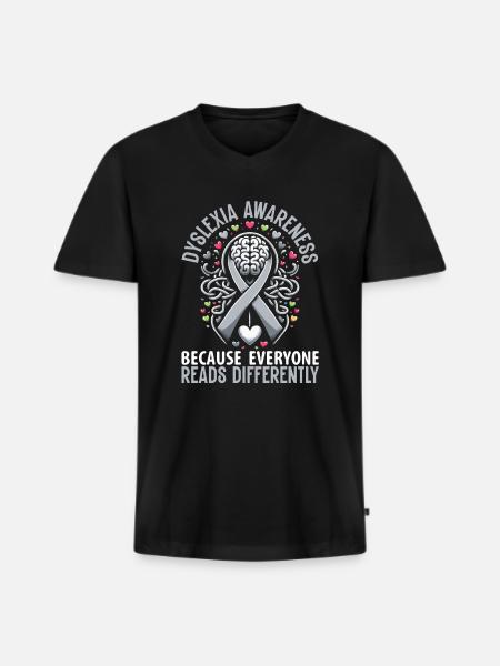 Dyslexia Awareness Month - Men's Premium Organic T-shirt with V-neck - black