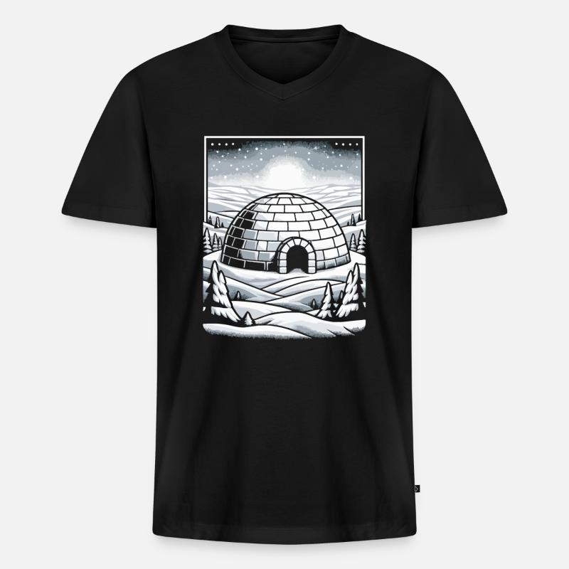Iglu Eisschnee-Flocke Winter - Männer Premium Bio T-Shirt mit V-Ausschnitt - Schwarz
