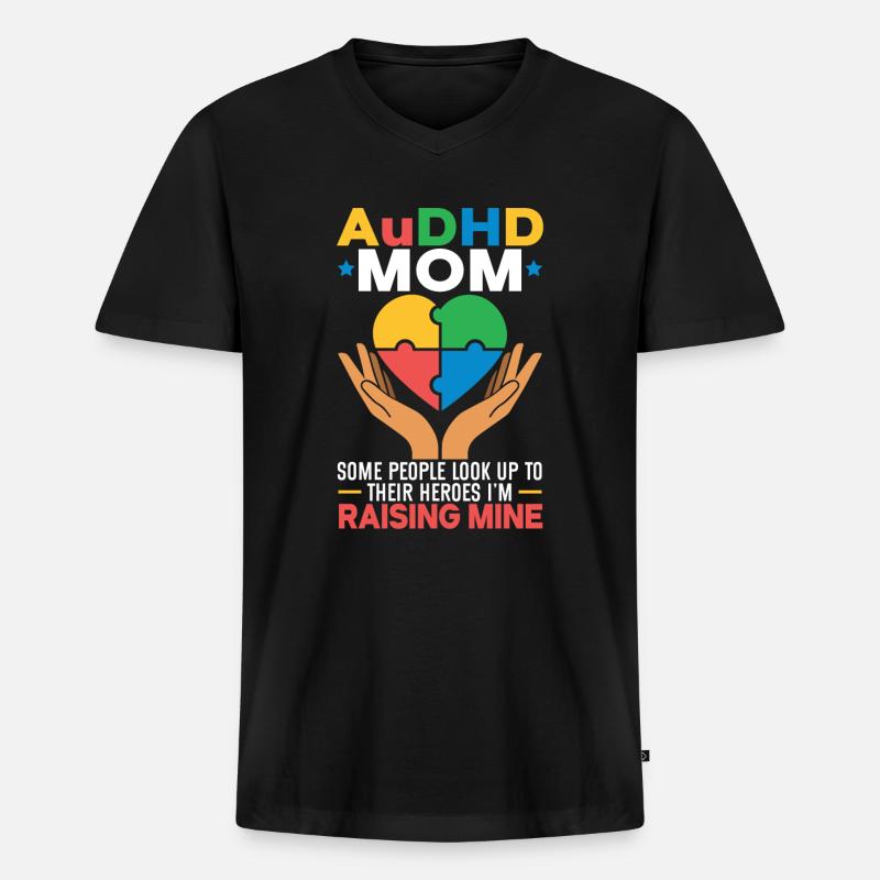 Audhd Behinderung er Autismus Adhs - Männer Premium Bio T-Shirt mit V-Ausschnitt - Schwarz