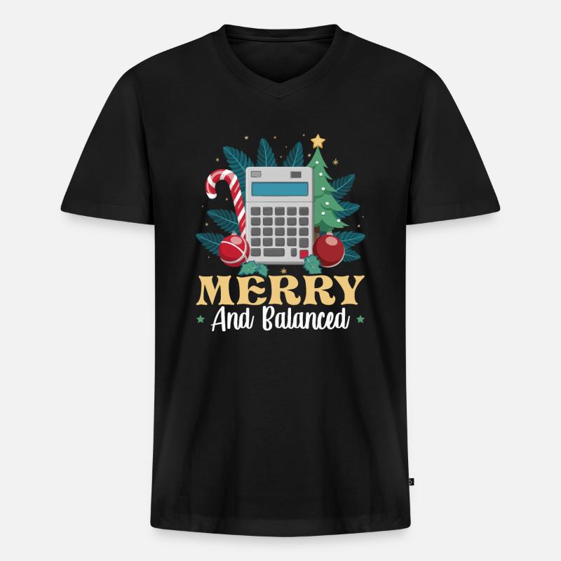 Lustiger Buchhalter Weihnachtsmann Controller - Männer Premium Bio T-Shirt mit V-Ausschnitt - Schwarz