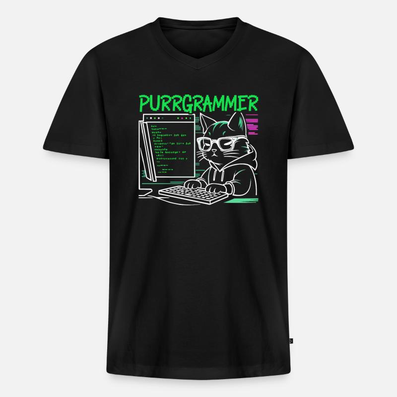 Lustiger Programmierer Programmierer - Männer Premium Bio T-Shirt mit V-Ausschnitt - Schwarz