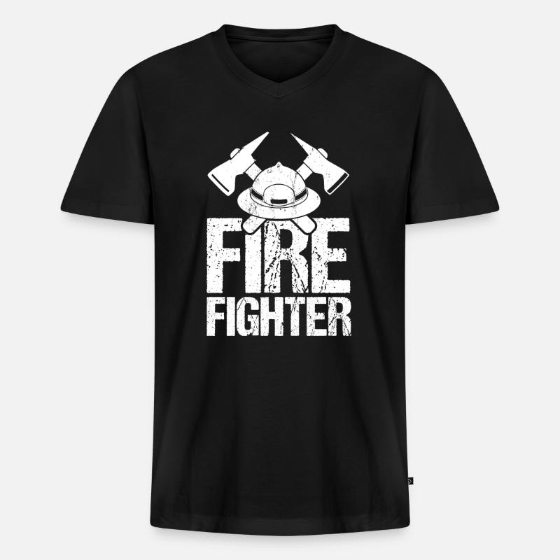 Feuerwehr - Männer Premium Bio T-Shirt mit V-Ausschnitt - Schwarz