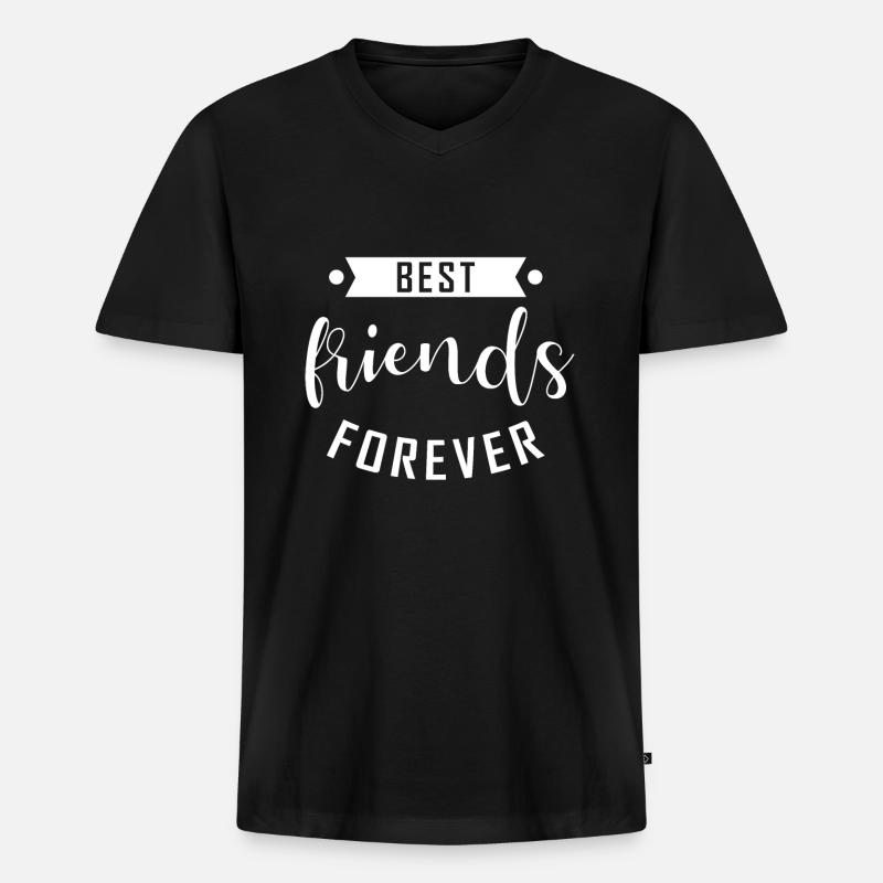 Freundschaft - Männer Premium Bio T-Shirt mit V-Ausschnitt - Schwarz