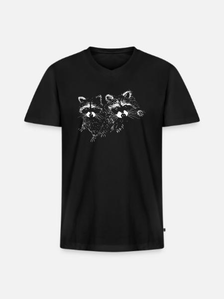 Raccoons - Men's Premium Organic T-shirt with V-neck - black