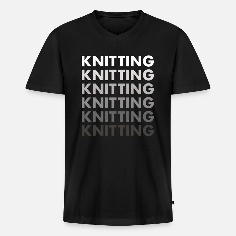 Knitter Knitting - Männer Premium Bio T-Shirt mit V-Ausschnitt - Schwarz
