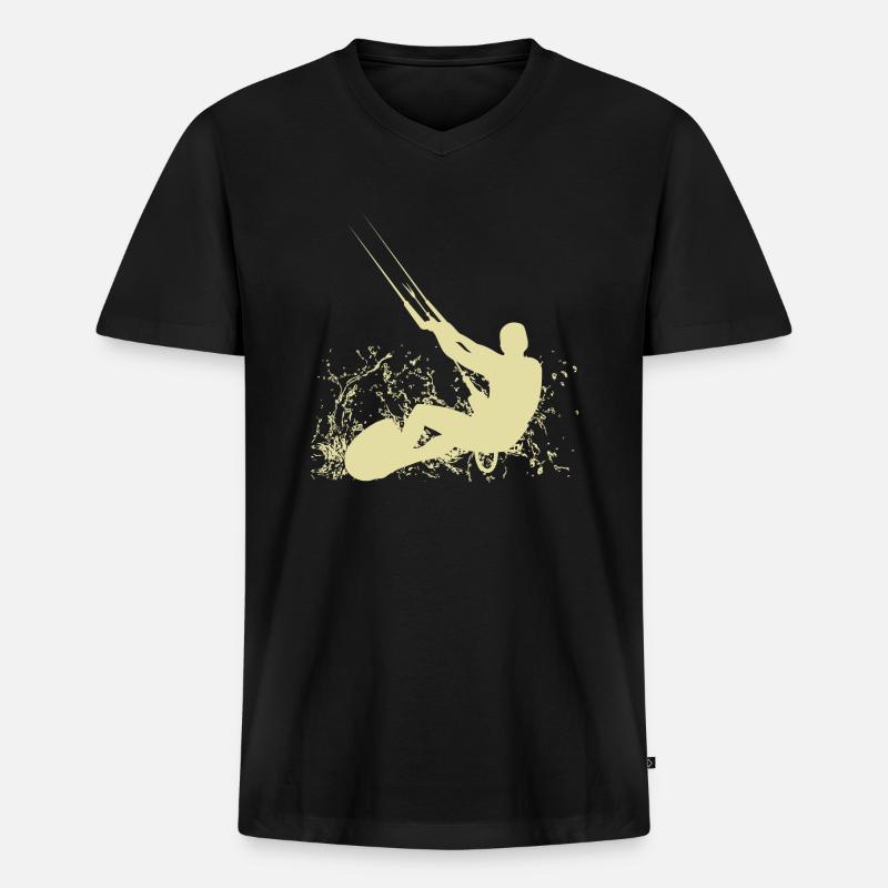 Kitesurfer - Männer Premium Bio T-Shirt mit V-Ausschnitt - Schwarz