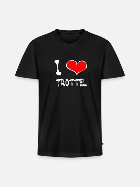 I Love Trottel - Männer Premium Bio T-Shirt mit V-Ausschnitt - Schwarz