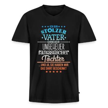 Ungeheuer fantastische 3 Töchter - Vater - Männer Premium Bio T-Shirt mit V-Ausschnitt - Schwarz - Vorne - Nico (187cm)