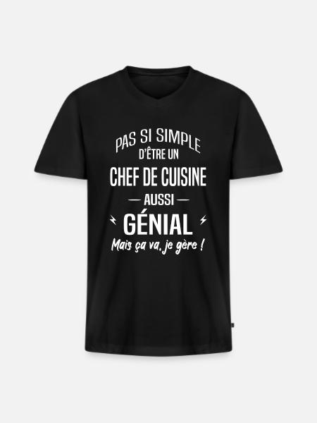 Chef de cuisine - T-shirt encolure en V Premium bio Homme - noir