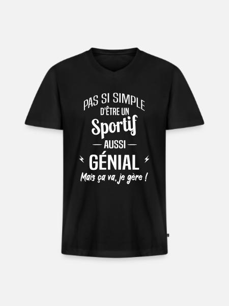 Sportif - T-shirt encolure en V Premium bio Homme - noir