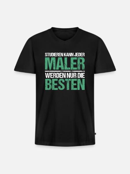 Studieren kann jeder - Maler Edition - Männer Premium Bio T-Shirt mit V-Ausschnitt - Schwarz