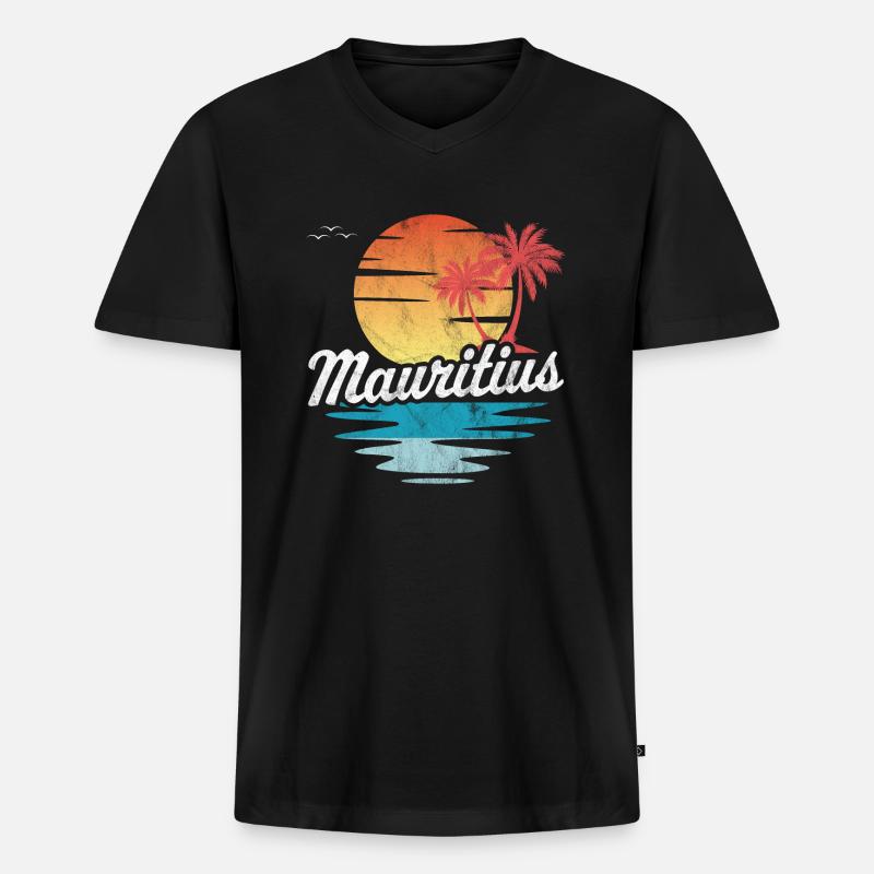 Mauritius - Männer Premium Bio T-Shirt mit V-Ausschnitt - Schwarz