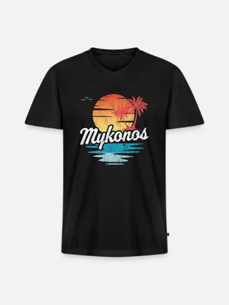 Mykonos - Men's Premium Organic T-shirt with V-neck - black