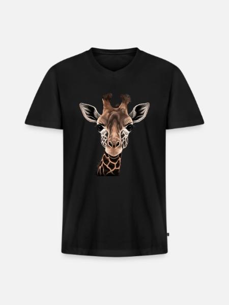 Giraffe Africa - Men's Premium Organic T-shirt with V-neck - black