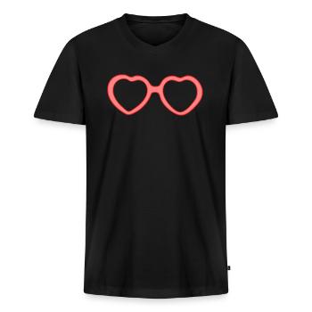 Dear glasses - Men's Premium Organic T-shirt with V-neck - black - Front - Nico (187cm)