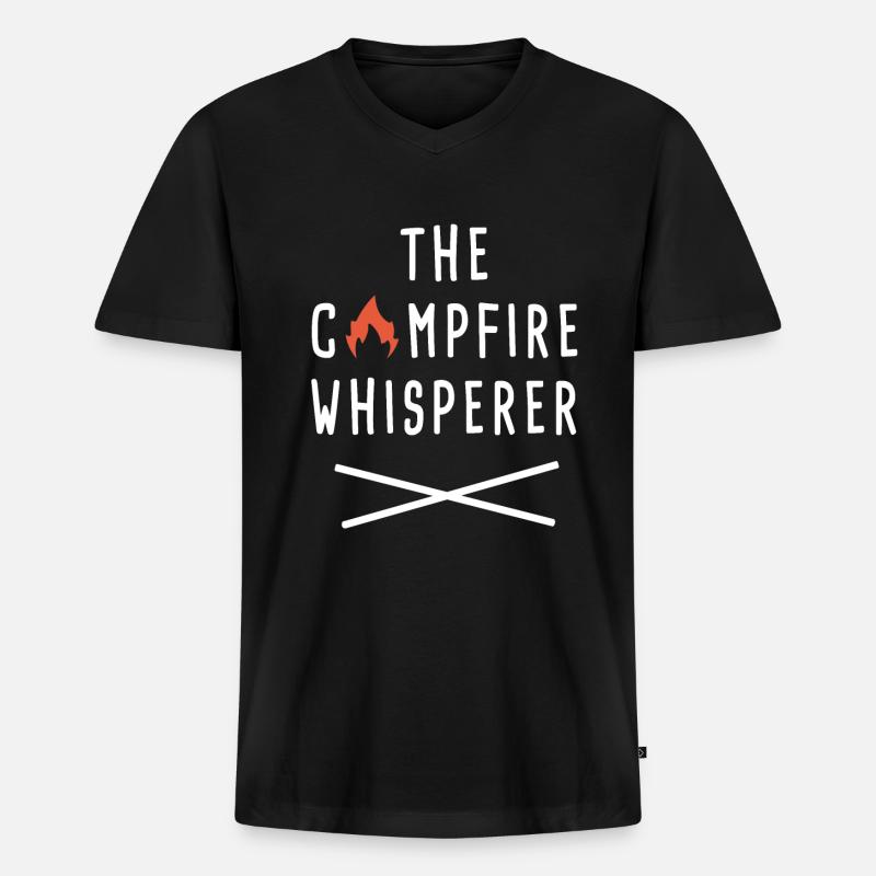 Der Lagerfeuerflüsterer - Männer Premium Bio T-Shirt mit V-Ausschnitt - Schwarz