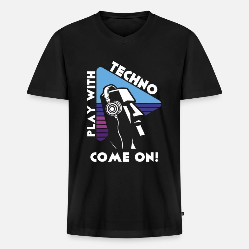 Rhythmen der Ahnen - Männer Premium Bio T-Shirt mit V-Ausschnitt - Schwarz