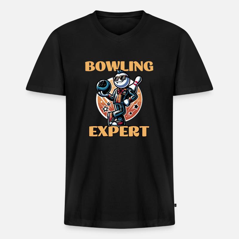 Bowling Expert - Männer Premium Bio T-Shirt mit V-Ausschnitt - Schwarz
