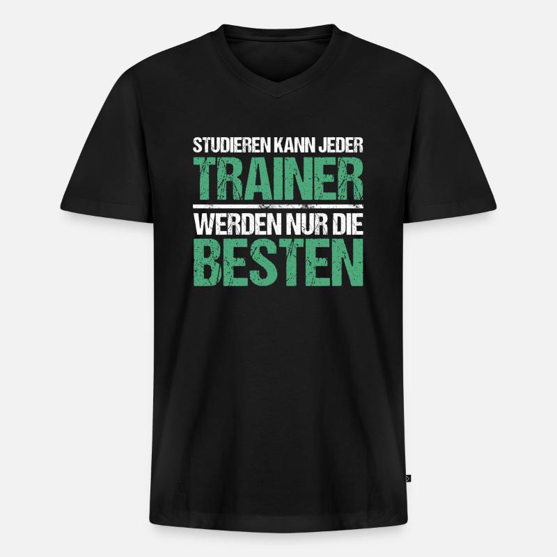 Studieren kann jeder - Trainer Edition - Männer Premium Bio T-Shirt mit V-Ausschnitt - Schwarz