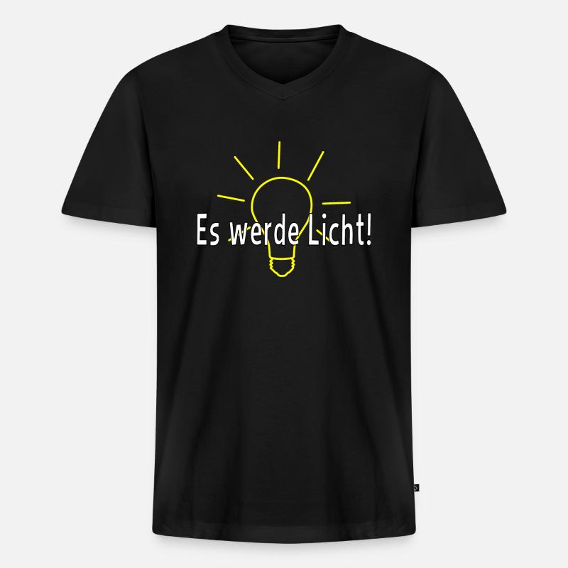 Es werde Licht! - Männer Premium Bio T-Shirt mit V-Ausschnitt - Schwarz