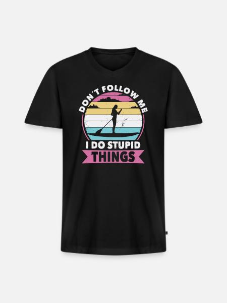 Nicht folgen Paddelboard - Männer Premium Bio T-Shirt mit V-Ausschnitt - Schwarz