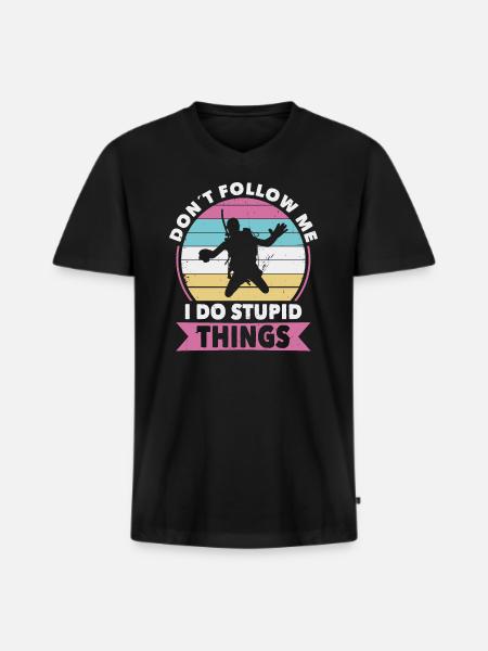 Volg geen duikduiken - Mannen Premium Bio T-shirt met V-hals - zwart