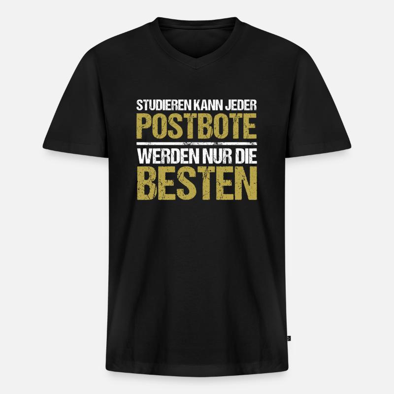 Studieren kann jeder - Postbote Edition - Männer Premium Bio T-Shirt mit V-Ausschnitt - Schwarz