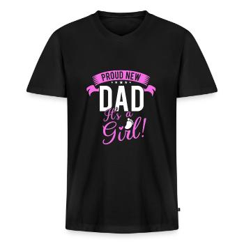 Proud new dad it's a girl - father & daughter - Premium økologisk T-shirt med V-hals til mænd - sort - Foran - Nico (187cm)