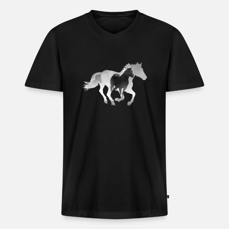Pferd Galopp - Männer Premium Bio T-Shirt mit V-Ausschnitt - Schwarz