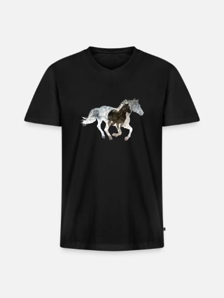 Galloping horse - Men's Premium Organic T-shirt with V-neck - black